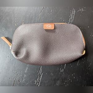 Vintage LUFTHANSA Airline Business Class Brown Zipper Toiletry Case Collectible